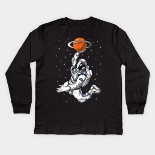 Space Astronaut Basketball Kids Long Sleeve T-Shirt